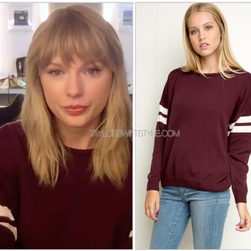 ASO Taylor Swift Brandy Melville Veena Burgundy Striped Sweater